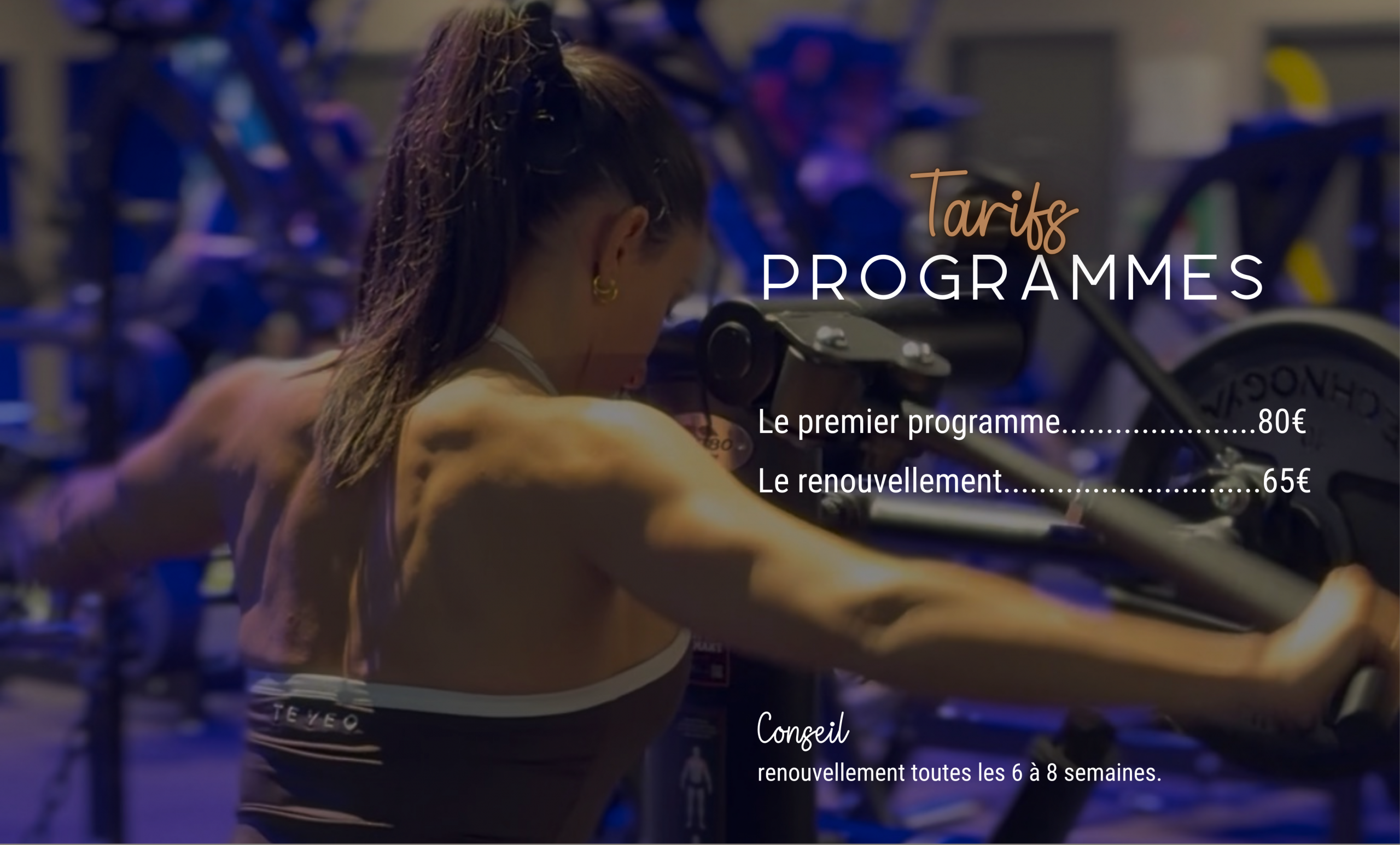tarifs programmes de musculation